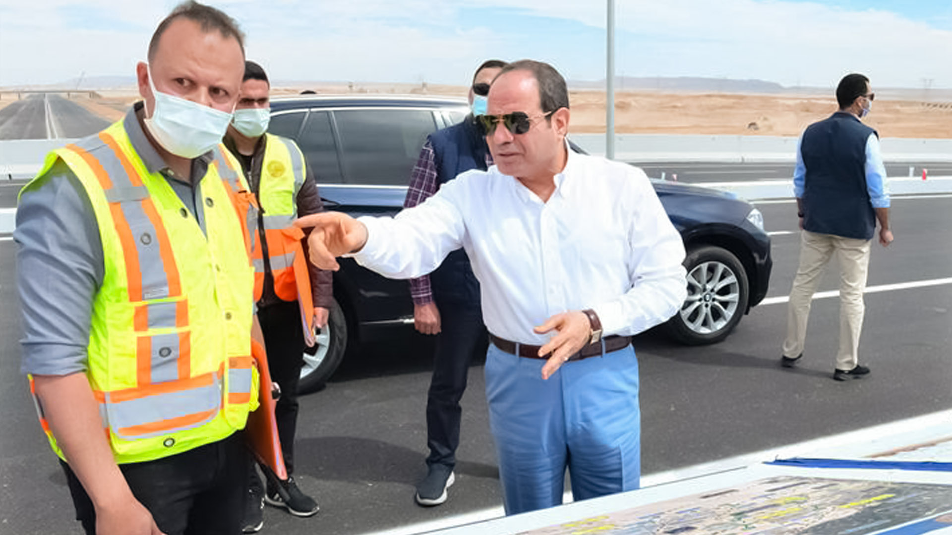 Cairo-Suez road development work inspected by President El-Sisi
