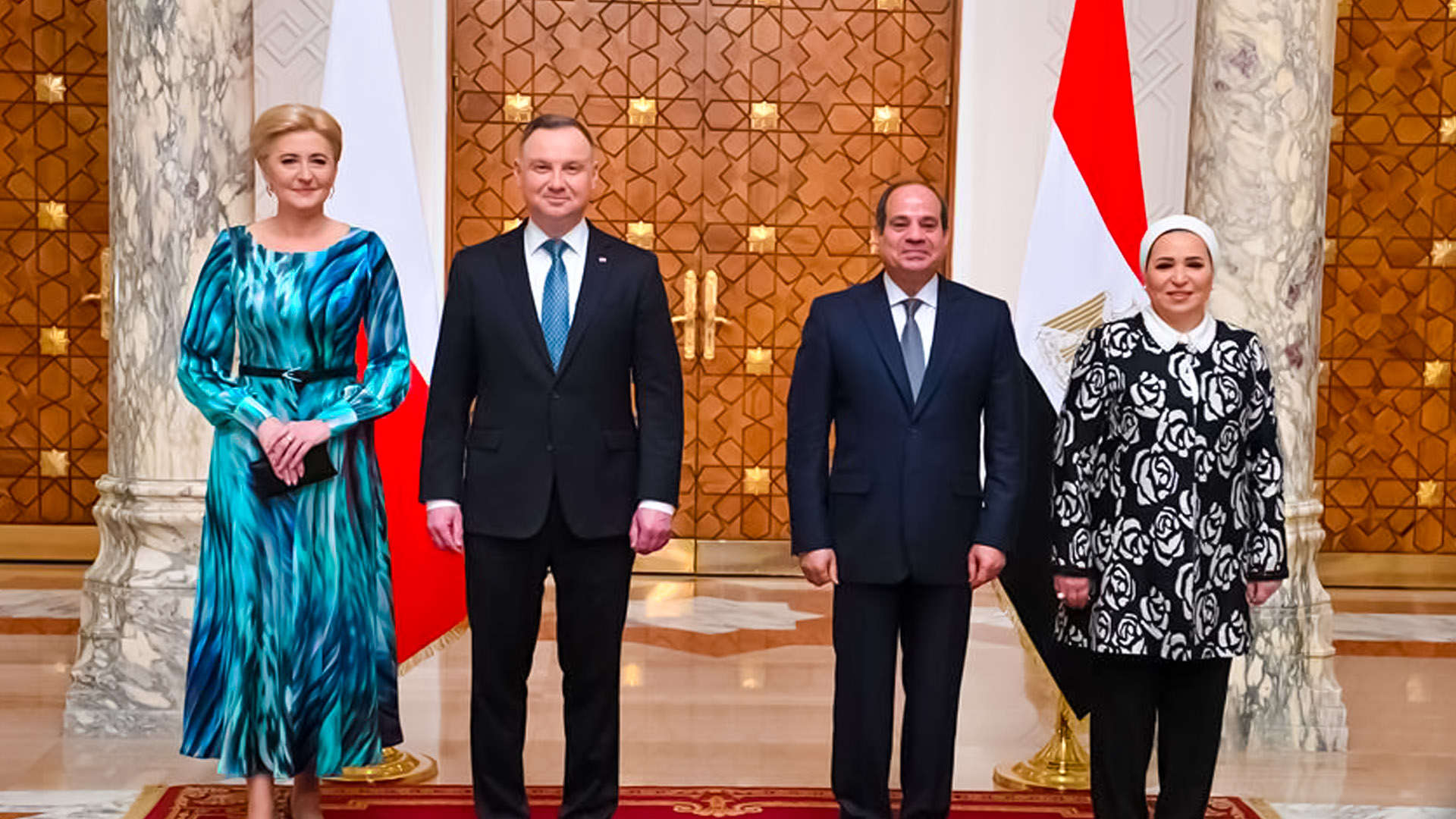 El-Sisi and First Lady receive Polish President and wife at Ittihadiya Palace